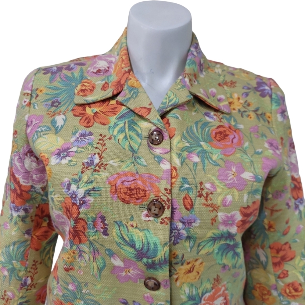Coldwater Fall Floral Blazer Women's Sz M Floral Tweed Jacket - Picture 6 of 10